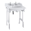 Burlington Classic 65cm basin with invisible overflow and white aluminium basin stand-0