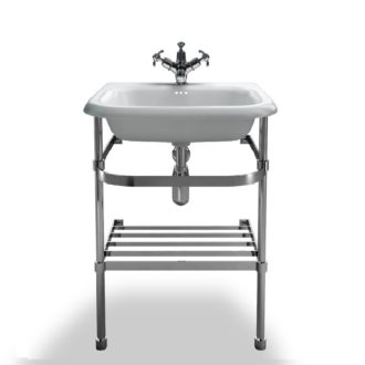 Burlington small roll top basin with stainless steel stand-0
