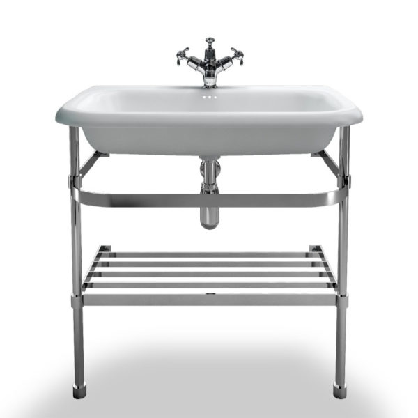 Burlington large roll top basin with stainless steel stand-0