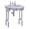 Burlington Carrera marble top & basin with brushed aluminium washstand (shown without back and side splash)-0