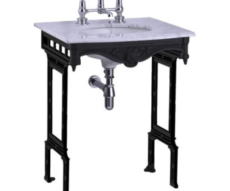 Burlington Carrera marble top & basin with black aluminium washstand (shown without back and side splash)-0