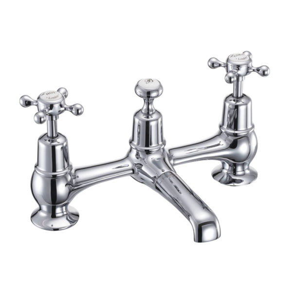 Claremont 2 Tap Hole Bridge Basin Mixer with Plug And Chain Waste -0