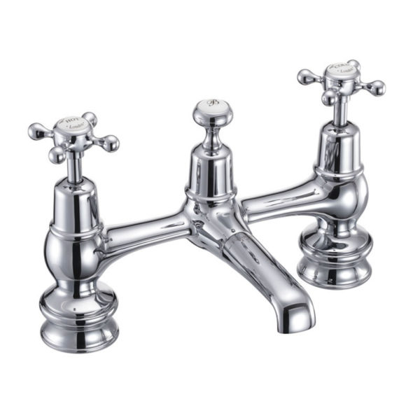 Claremont Regent 2 Tap Hole Bridge Basin Mixer With Plug and Chain Waste -0