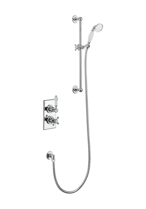 Trent Thermostatic Single Outlet Concealed Shower Valve with Rail, Hose and Handset -0