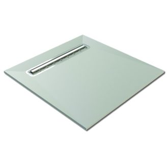 Baseboard Wetroom Shower Tray with Linear Drain 900X900-0
