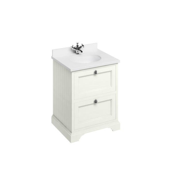 Freestanding 650 Sand Vanity Unit with Drawers-3585