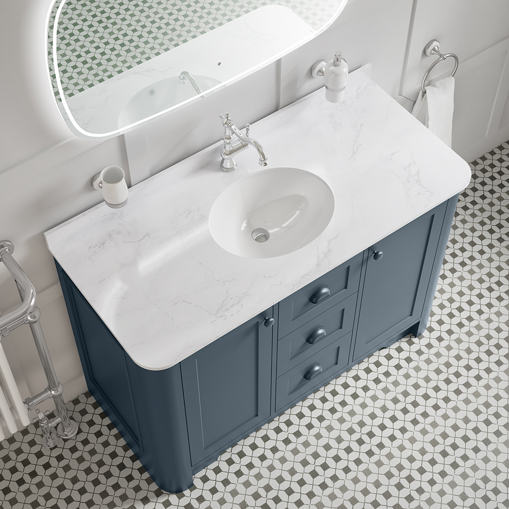 Farnham 1200mm Unit Luxe Blue W Single Basin City Tiles Bathrooms