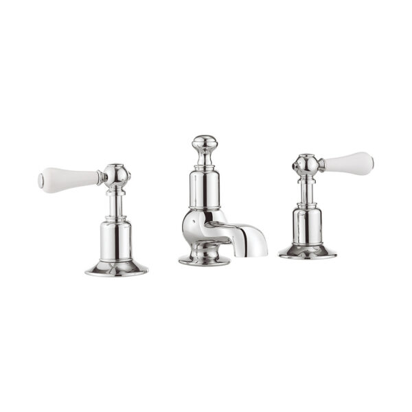 Crosswater Belgravia Lever 3 Tap Hole Basin Mixer Set With Pop Up Waste - Chrome
