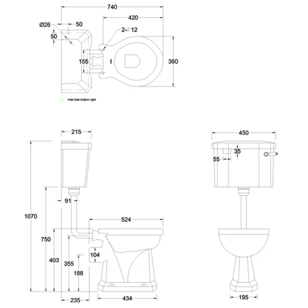 Burlington Low-Level Toilet With Standard WC Pan Traditional - Image 5