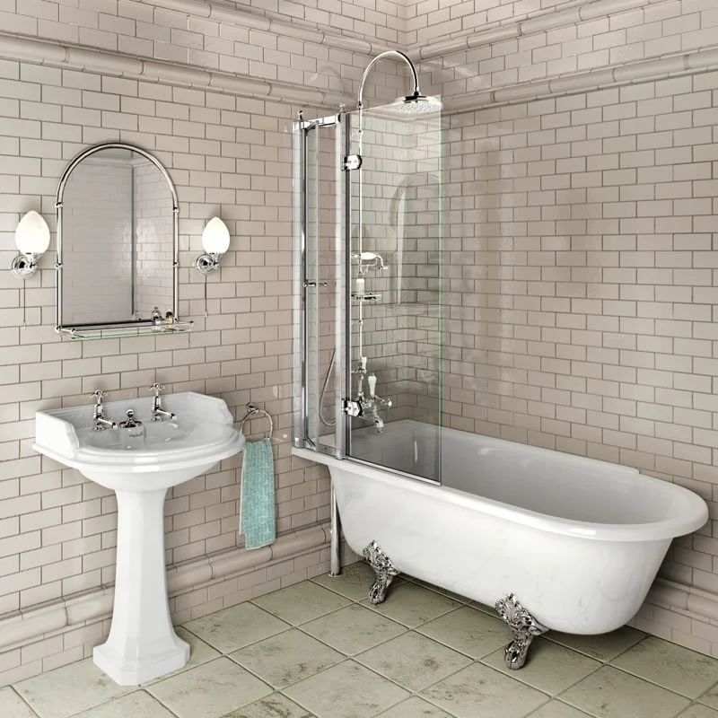 Burlington Hampton 1500 Right Hand Back to Wall Showering Bath with Traditional Nickel Feet - Image 3
