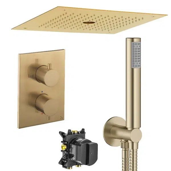 Crosswater MPRO Crossbox 3 Outlet Thermostatic Shower Valve With Stream-Rainfall Overhead and Pencil Handset Kit - Image 2