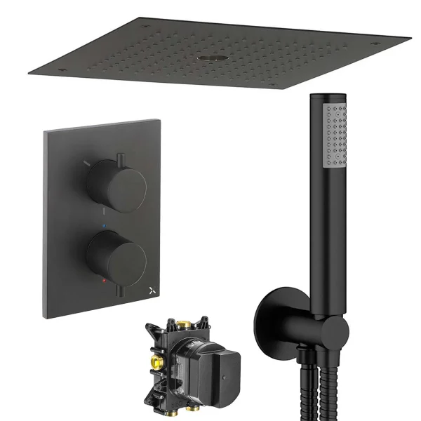 Crosswater MPRO Crossbox 3 Outlet Thermostatic Shower Valve With Stream-Rainfall Overhead and Pencil Handset Kit - Image 5