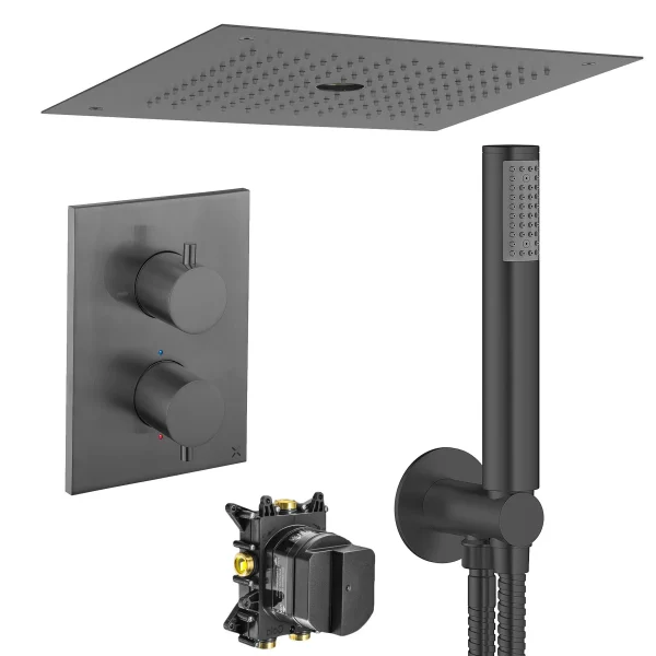 Crosswater MPRO Crossbox 3 Outlet Thermostatic Shower Valve With Stream-Rainfall Overhead and Pencil Handset Kit - Image 6