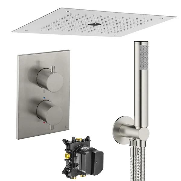 Crosswater MPRO Crossbox 3 Outlet Thermostatic Shower Valve With Stream-Rainfall Overhead and Pencil Handset Kit - Image 7