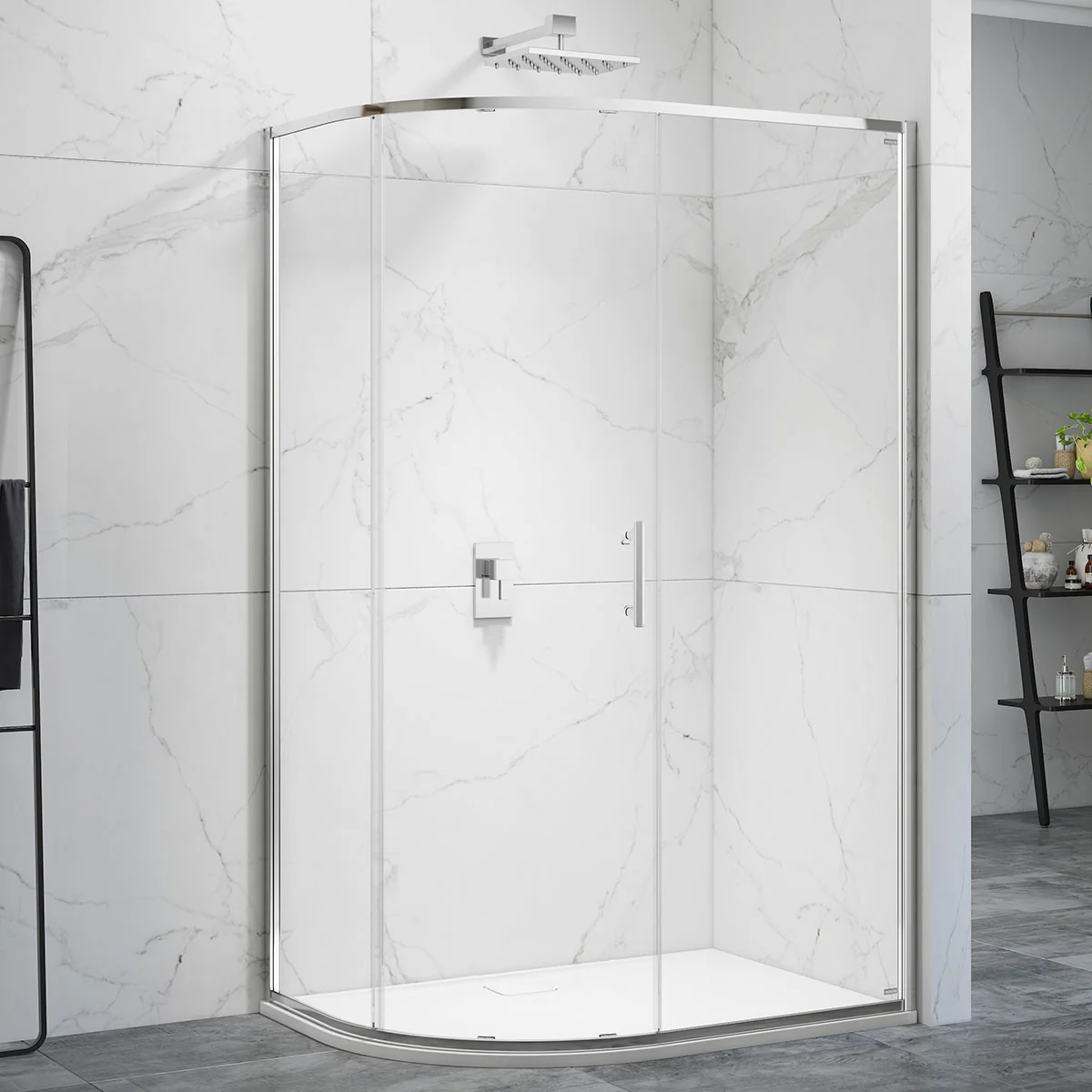 Merlyn 6 Series Sleek Offest Quadrant Sliding Shower Door - Chrome
