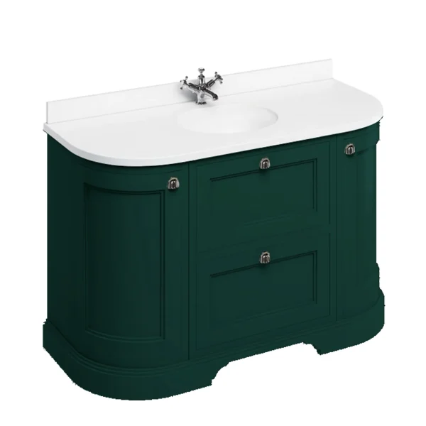 Burlington 1340 Freestanding 2 Drawer 2 Door Curved Vanity Unit With Worktop and Basin - Image 3
