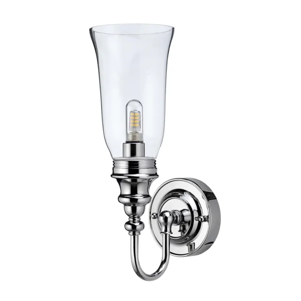 Burlington LED Bathroom Ornate Wall Light & Clear Glass Vase Shade - Image 4