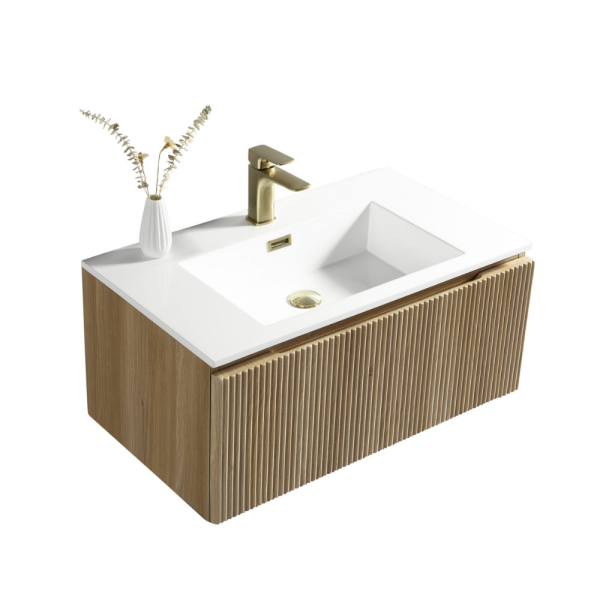 Flauto 800mm Fluted Wall Hung Vanity & Matt Basin