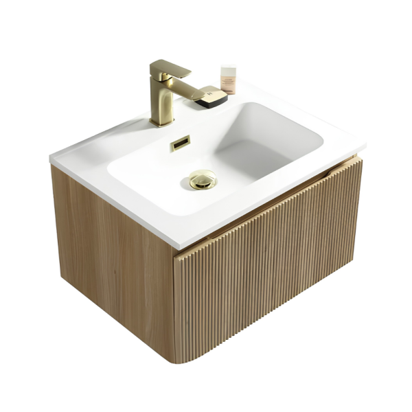 Flauto 600mm Fluted Wall Hung Vanity & Matt Basin