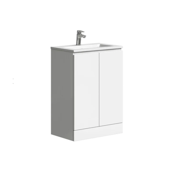City Tiles Gloss White 600mm Floorstanding Vanity Unit And Basin