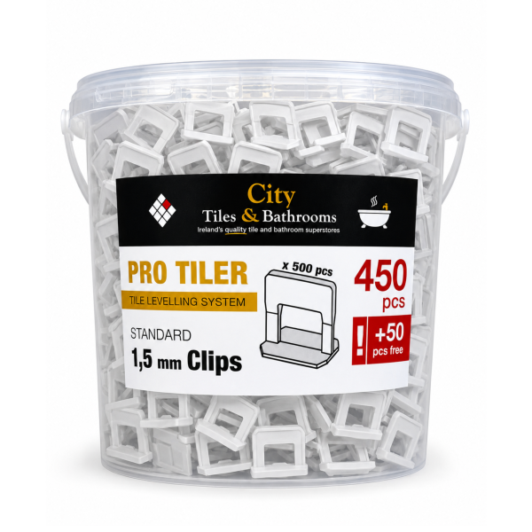 CTB Pro Tiler Tile Levelling System Standard 1.5mm Clips – 450 Pieces + 50 FREE