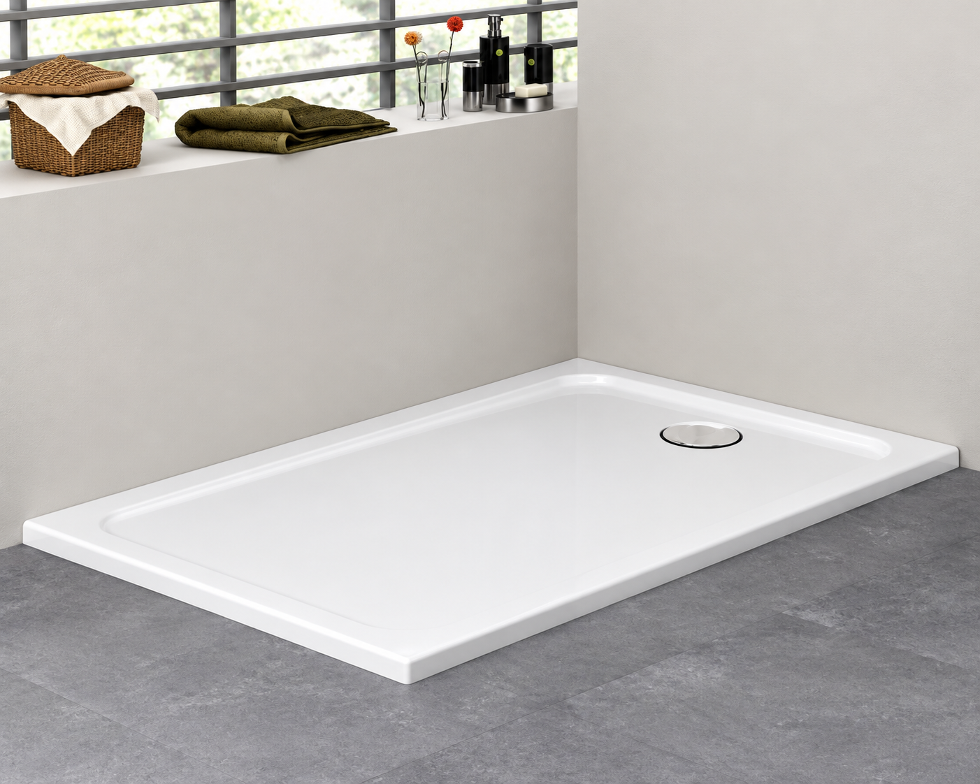 Low Profile Rectangular Shower Tray – White - Image 4