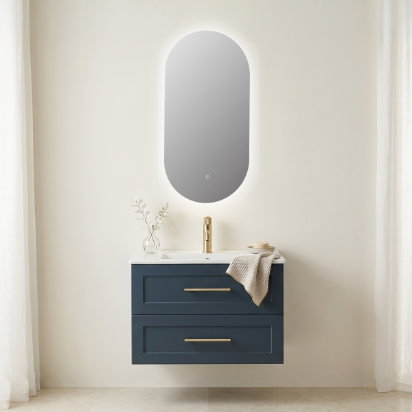 Raffy 400x800mm Illuminated Backlit LED Oval Touch Mirror with Demister - Image 2