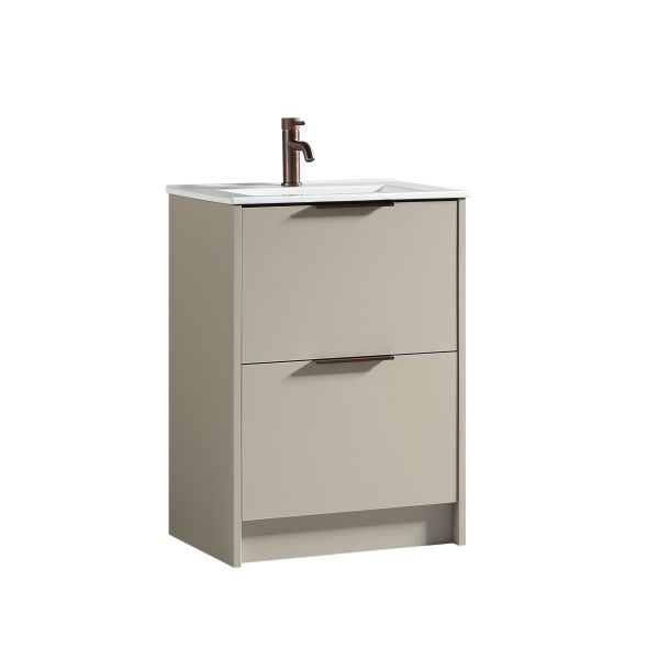 Sora 600mm 2-Drawer Floorstanding Vanity Unit with Ceramic Gloss Basin