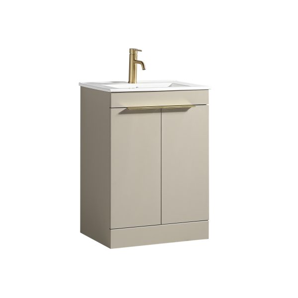 Sora 600mm 2-Door Floorstanding Vanity Unit with Ceramic Gloss Basin