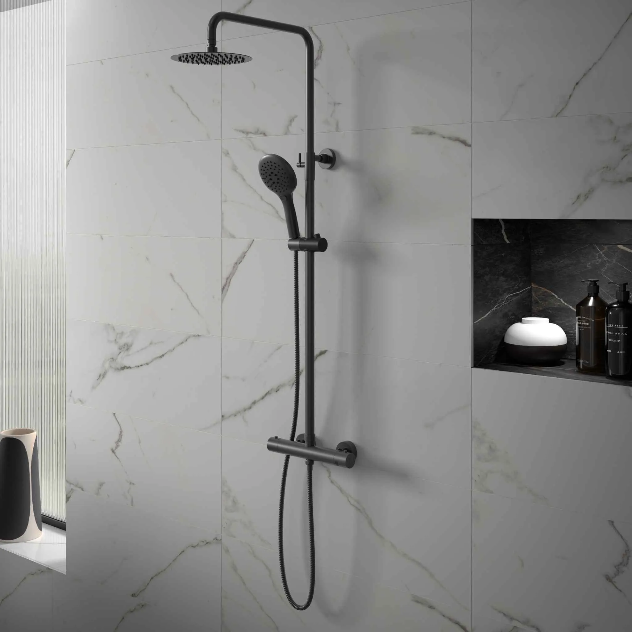 Menai Premium Round Thermostatic Overhead Shower Kit - Image 7