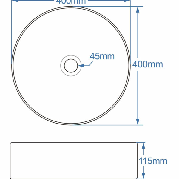 Tailored Orca Round Countertop Basin 400mm Black/White - Image 3